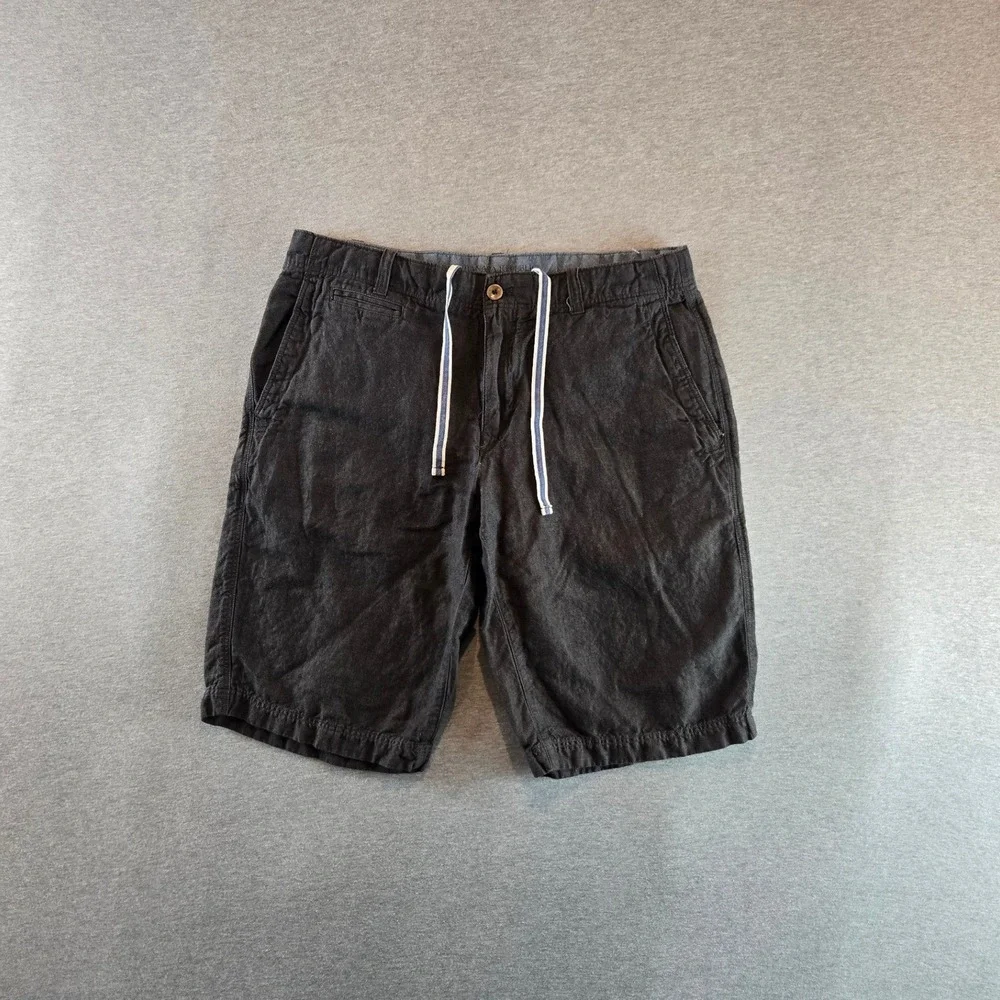 Banana Republic Shorts Mens 33 Charcoal Linen Blend Drawstring Casual 12